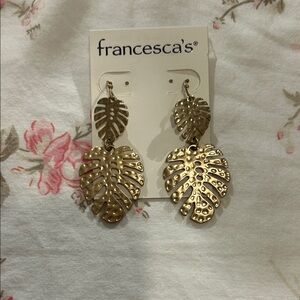 Francesca's Gold Monstera Leaf Earrings